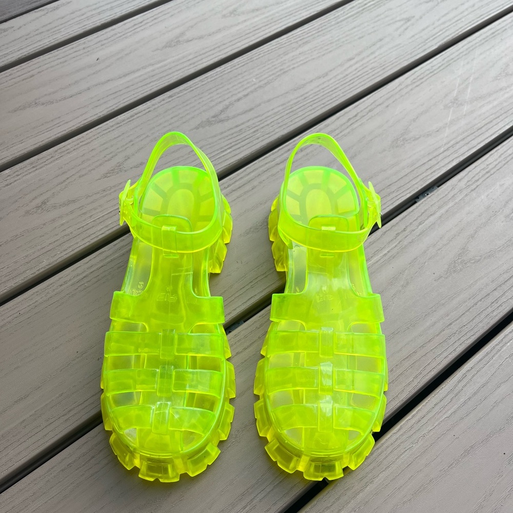 Neon Yellow Jelly Sandals